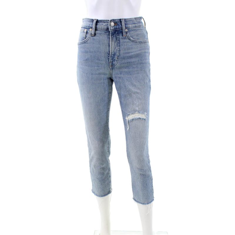 Madewell Womens High Rise Distressed Straight Leg Jeans Blue Size 24
